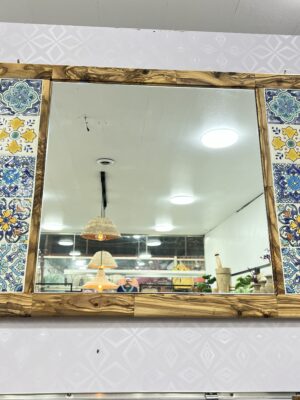Miroir en bois d’Olivier et zelidj