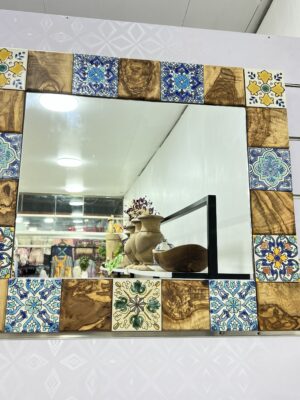 Miroir en bois d’Olivier et zelidj