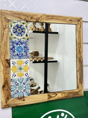 Miroir en bois d’Olivier et zelidj