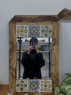 Miroir en bois d’Olivier et zelidj